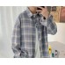 Kemeja Flannel Kotak Pastel Oversize Korean Softboy Style